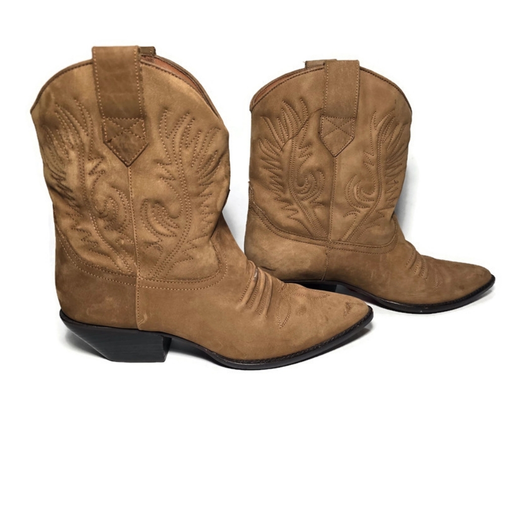 SABREE Laurie Women's Tan Western Ankle Cowboy Boots Leather Brazil - Picture 3 of 12